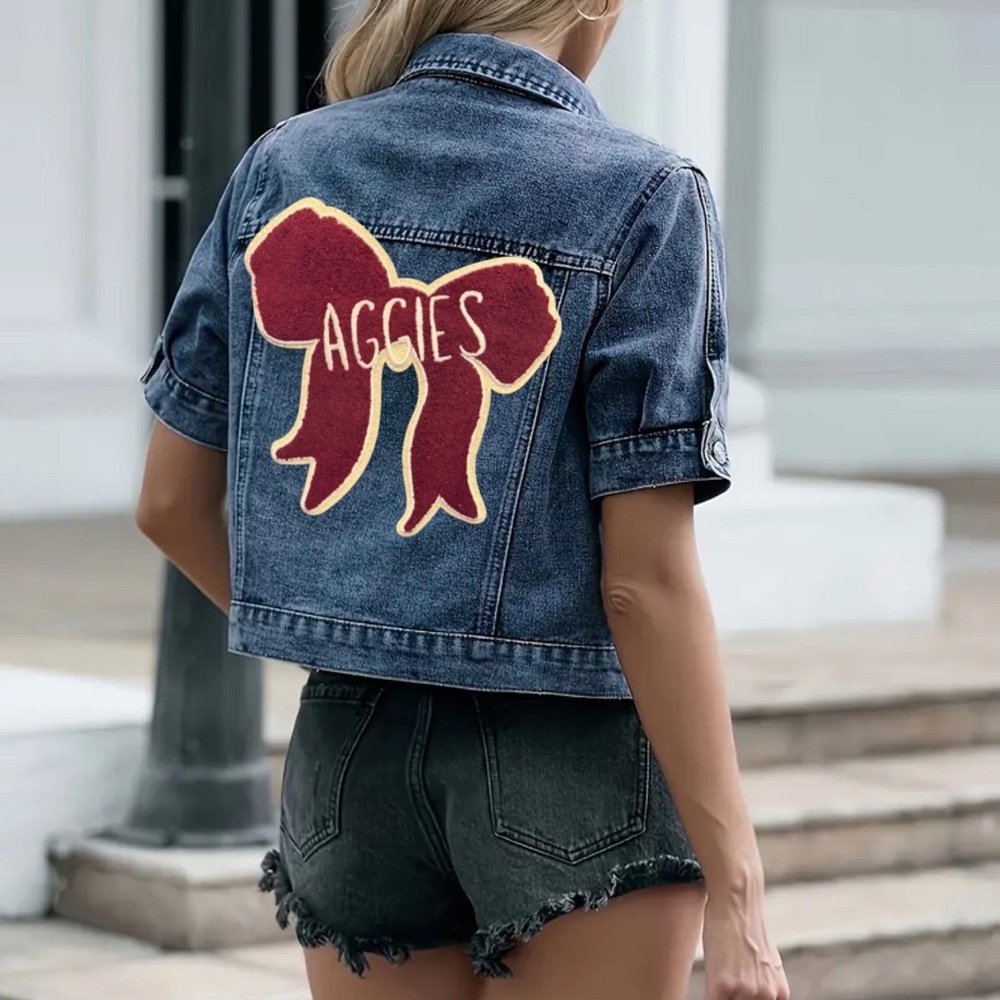 Texas Aggie Bow Patched Denim Jacket (NEW!) - Picture 8 of 9